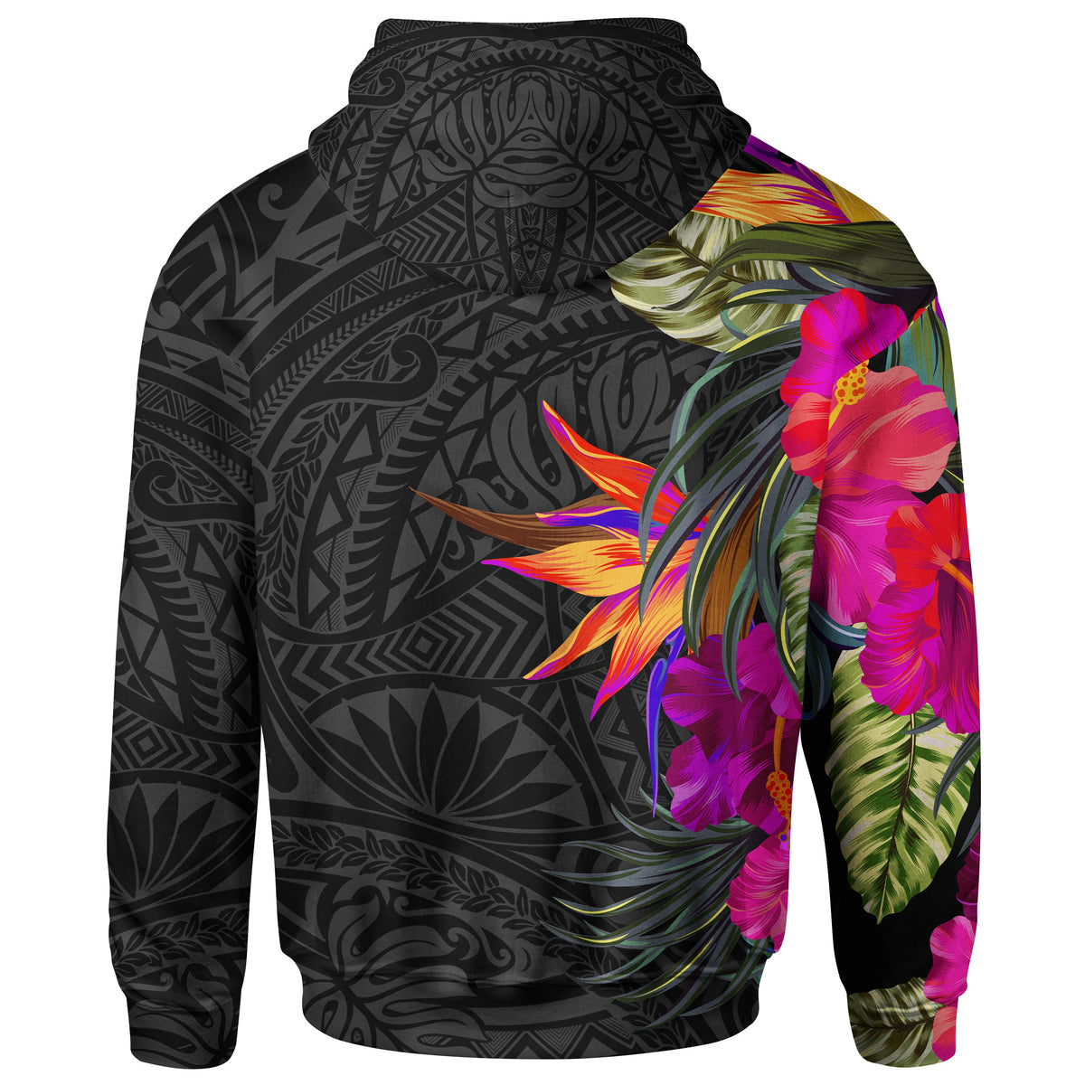Polynesian Custom Zip up Hoodie Hibiscus Pattern - Polynesian Pride