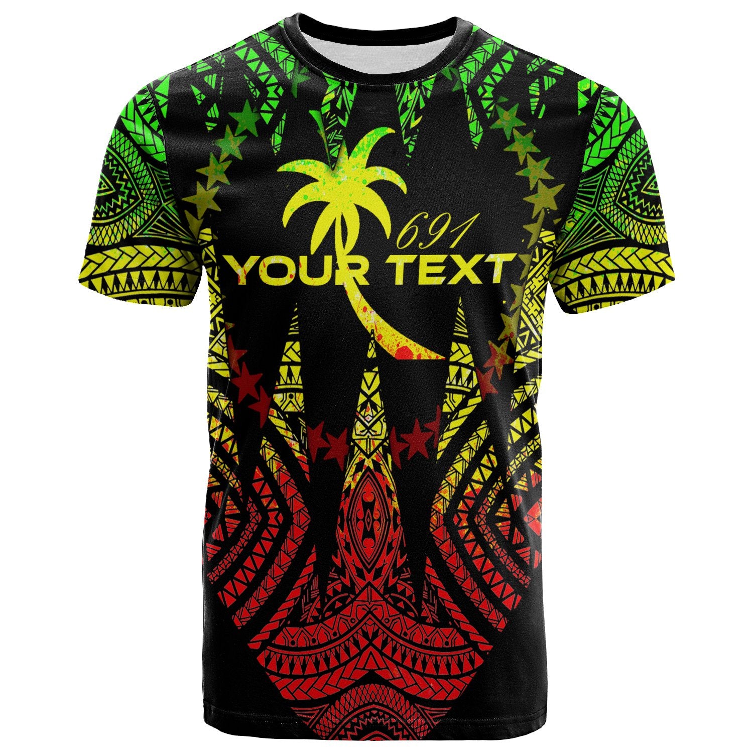 Chuuk Custom T Shirt Micronesian Teeth Shark Style Reggae Unisex Black - Polynesian Pride