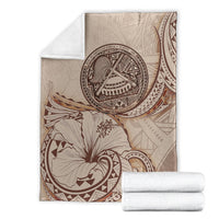 American Samoa Premium Blanket - Hibiscus Flowers Vintage Style - Polynesian Pride
