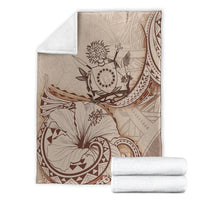 Cook Islands Premium Blanket - Hibiscus Flowers Vintage Style - Polynesian Pride