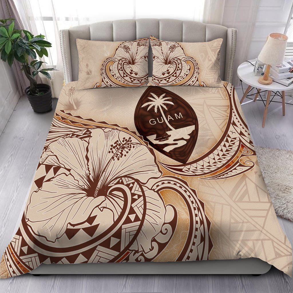 Guam Bedding Set - Hibiscus Flower Vintage Style Nude - Polynesian Pride