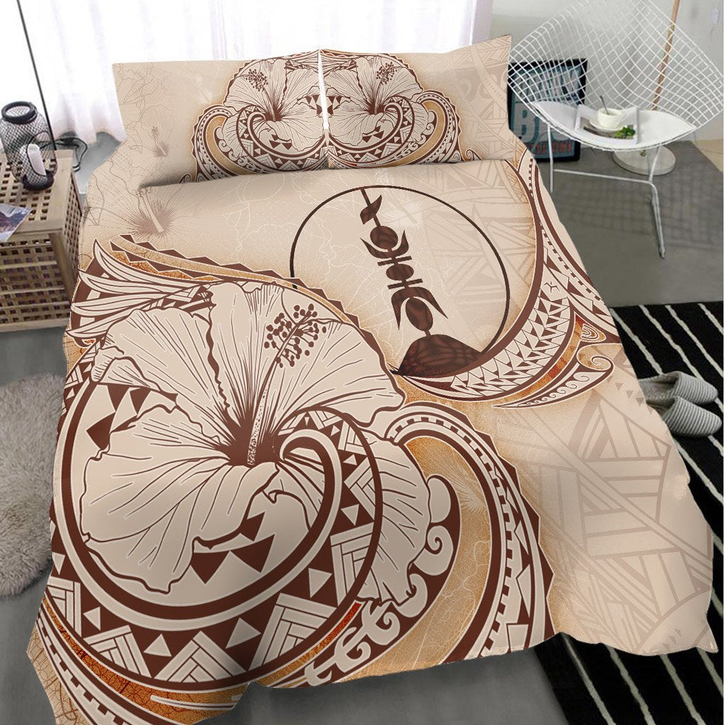 New Caledonia Bedding Set - Hibiscus Flower Vintage Style - Polynesian Pride