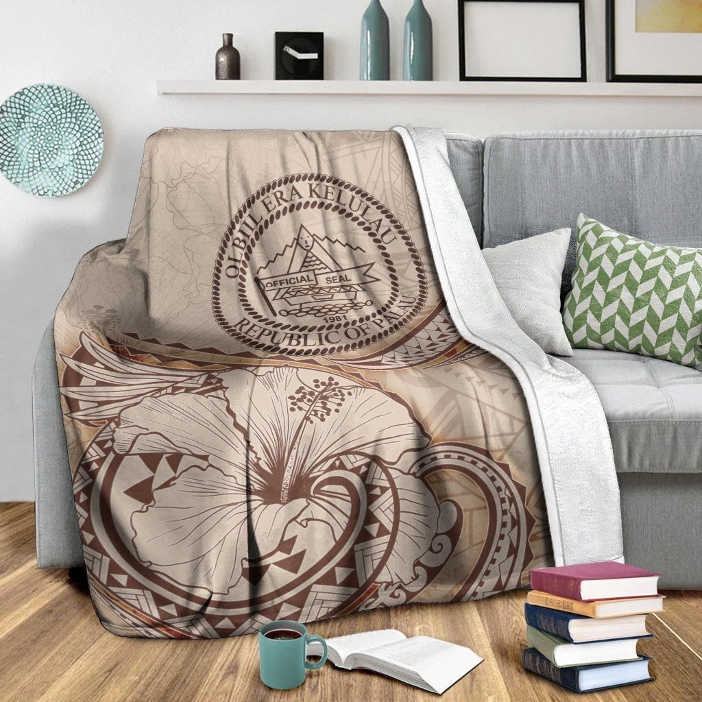 Palau Premium Blanket - Hibiscus Flowers Vintage Style - Polynesian Pride