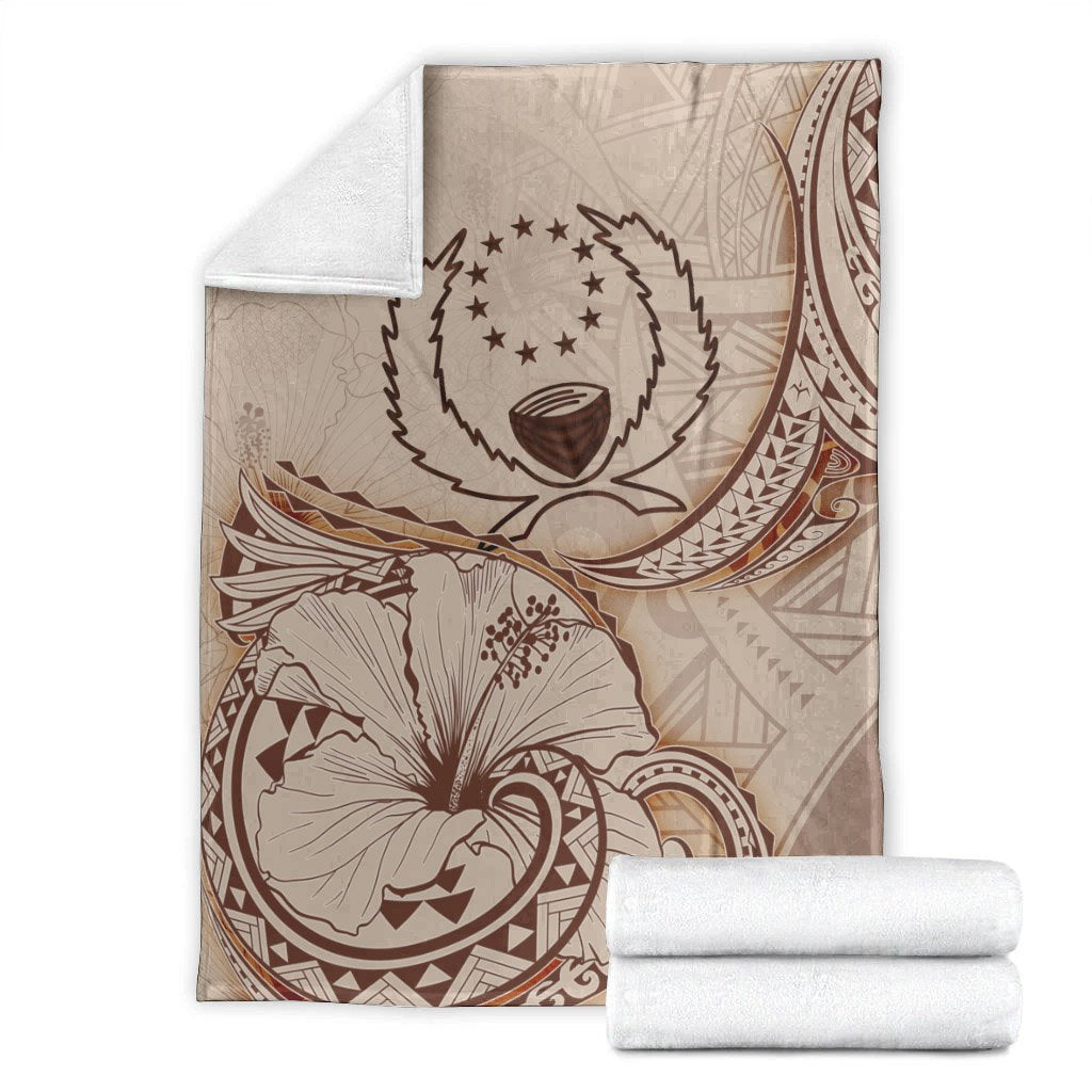 Pohnpei Premium Blanket - Hibiscus Flowers Vintage Style - Polynesian Pride