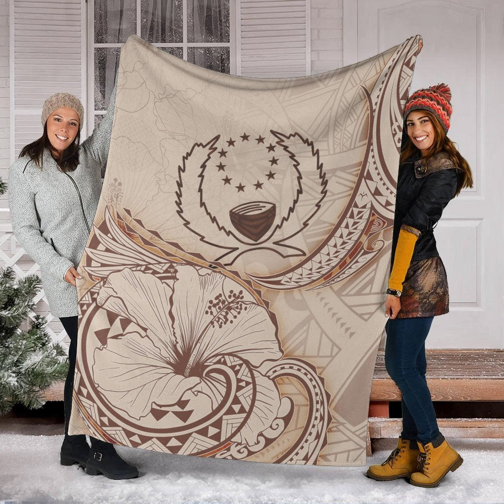Pohnpei Premium Blanket - Hibiscus Flowers Vintage Style - Polynesian Pride