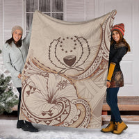 Pohnpei Premium Blanket - Hibiscus Flowers Vintage Style - Polynesian Pride