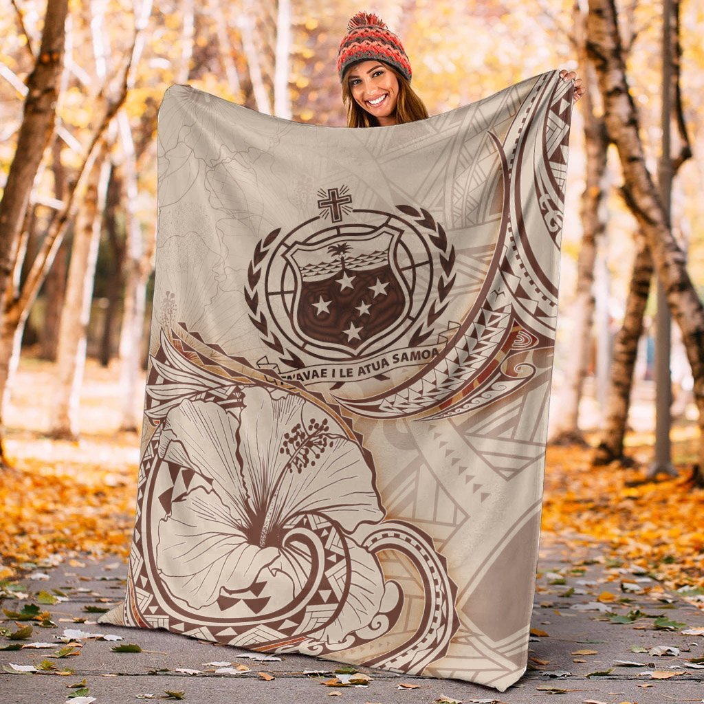 Samoa Premium Blanket - Hibiscus Flowers Vintage Style - Polynesian Pride