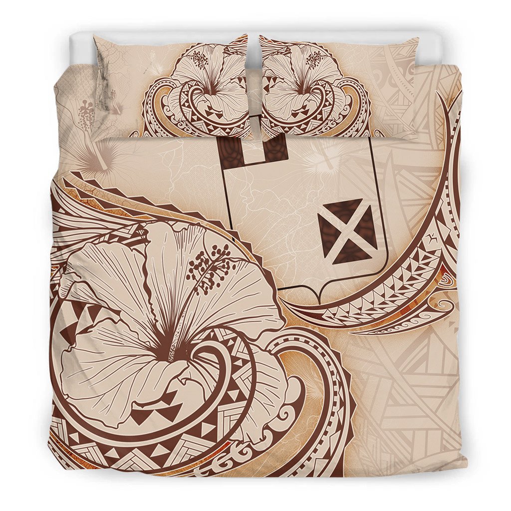 Wallis and Futuna Bedding Set - Hibiscus Flower Vintage Style - Polynesian Pride