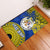 (Custom Personalised) Niue Hiapo Door Mat Rock of Polynesia Tapa Niuean Crab Happy Day LT13 Blue - Polynesian Pride