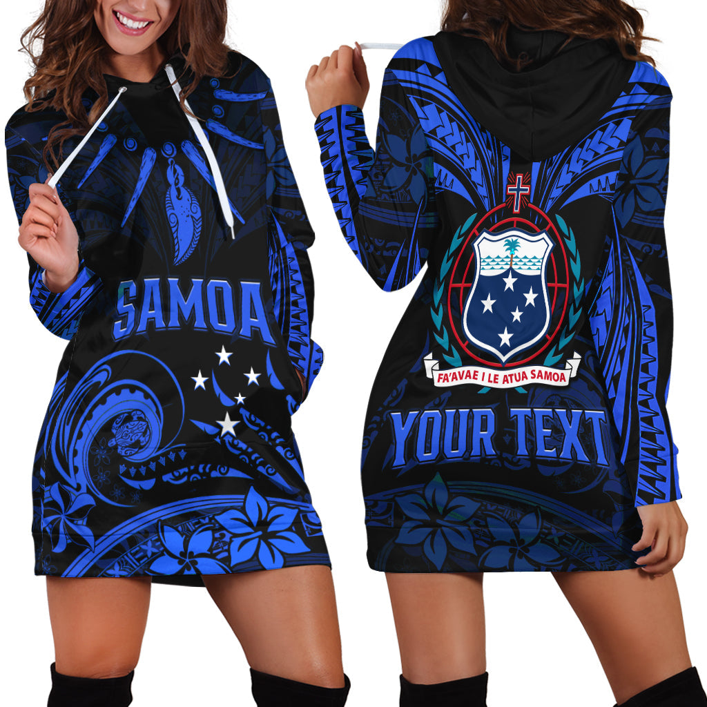 (Custom Personalised) Samoa Tatau Hoodie Dress Blue Polynesian Ula Nifo LT13 Blue - Polynesian Pride
