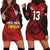 (Custom Text and Number) Tonga Rugby MMT Hoodie Dress Ngatu Mate Maa Tonga Grunge LT13 Red - Polynesian Pride