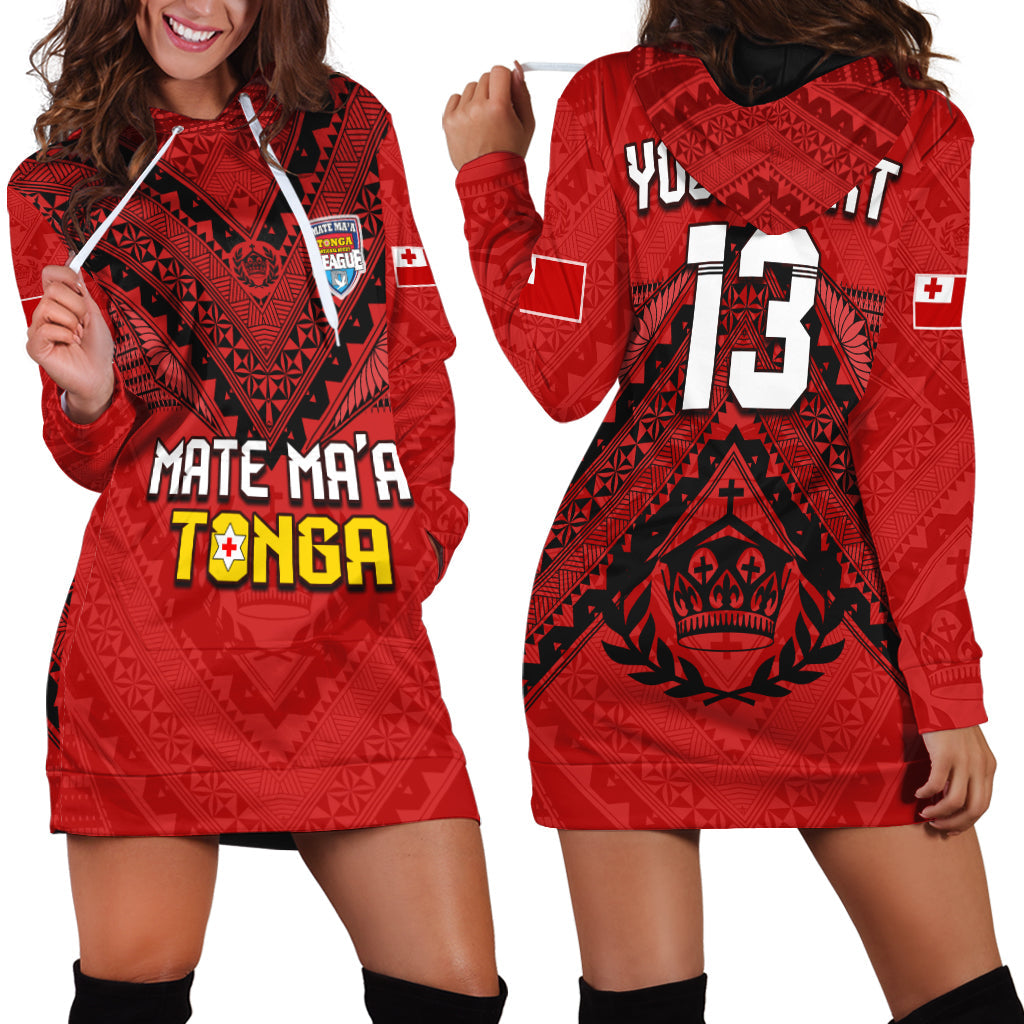 (Custom Text and Number) Tonga Rugby MMT Hoodie Dress Ngatu Mate Maa Tonga Simple LT13 Red - Polynesian Pride