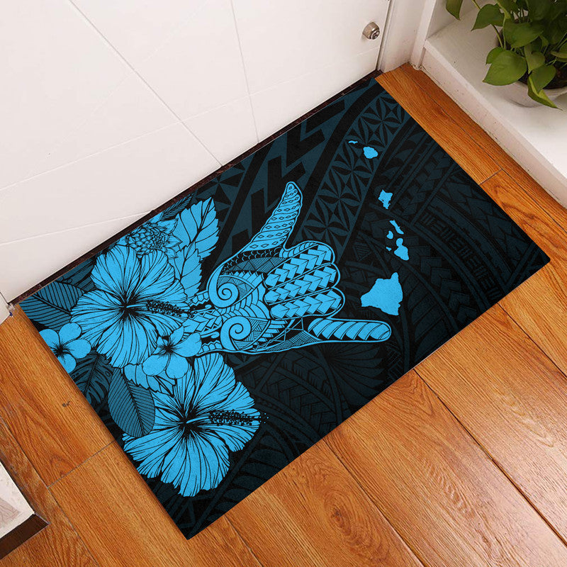 Hawaii Shaka Sign Door Mat Blue Version LT9 Blue - Polynesian Pride