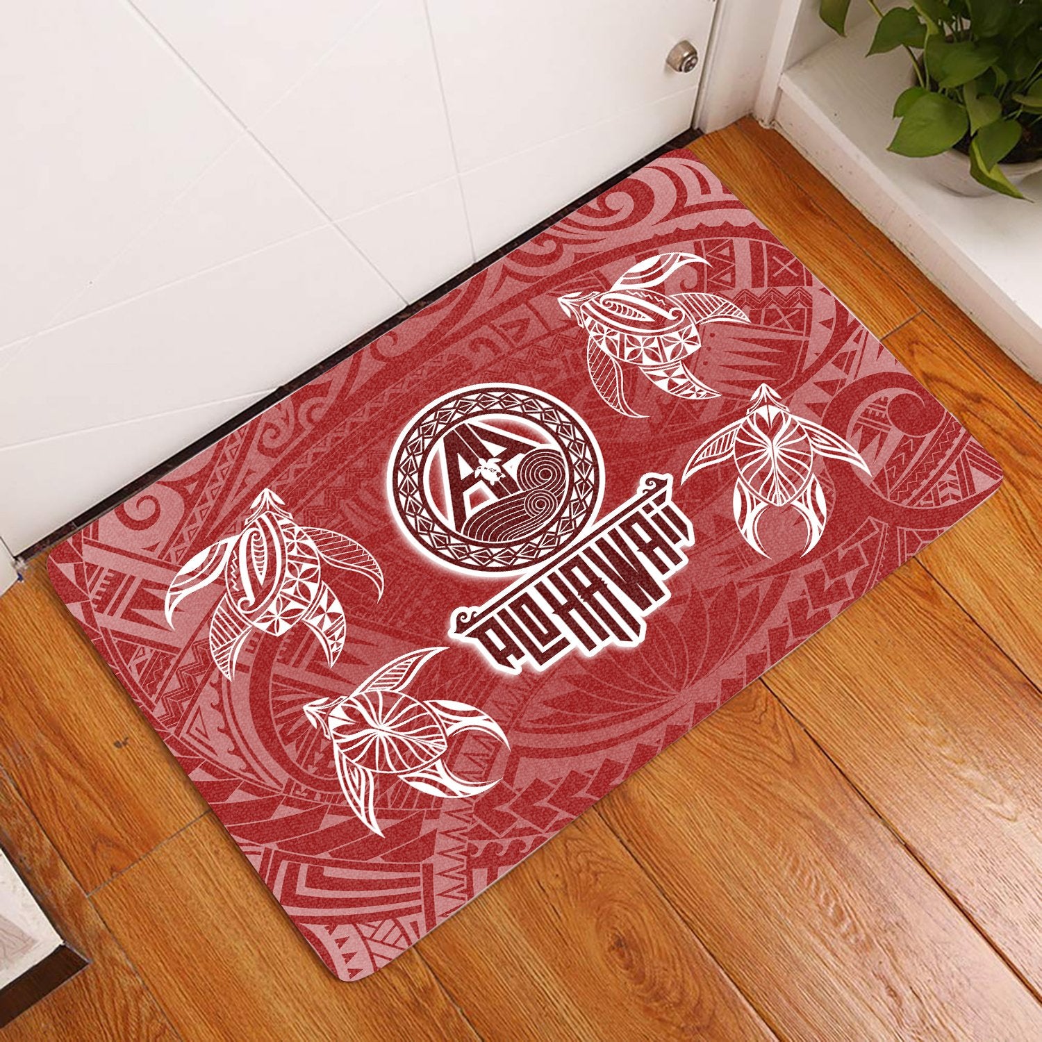 Hawaii Turtles Polynesian Door Mat - AH Door Mat Red - Polynesian Pride