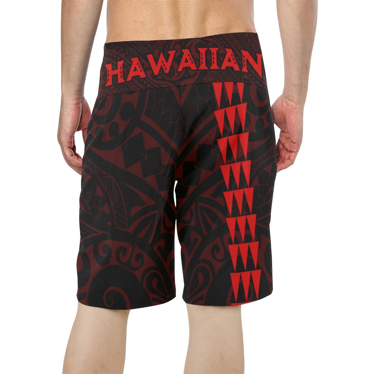 Hawaii Polynesian Warrior Board Shorts Red V.2 - Polynesian Pride