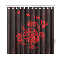 Hawaii Kakau Polynesian Turtle Map Shower Curtain - Red - Polynesian Pride