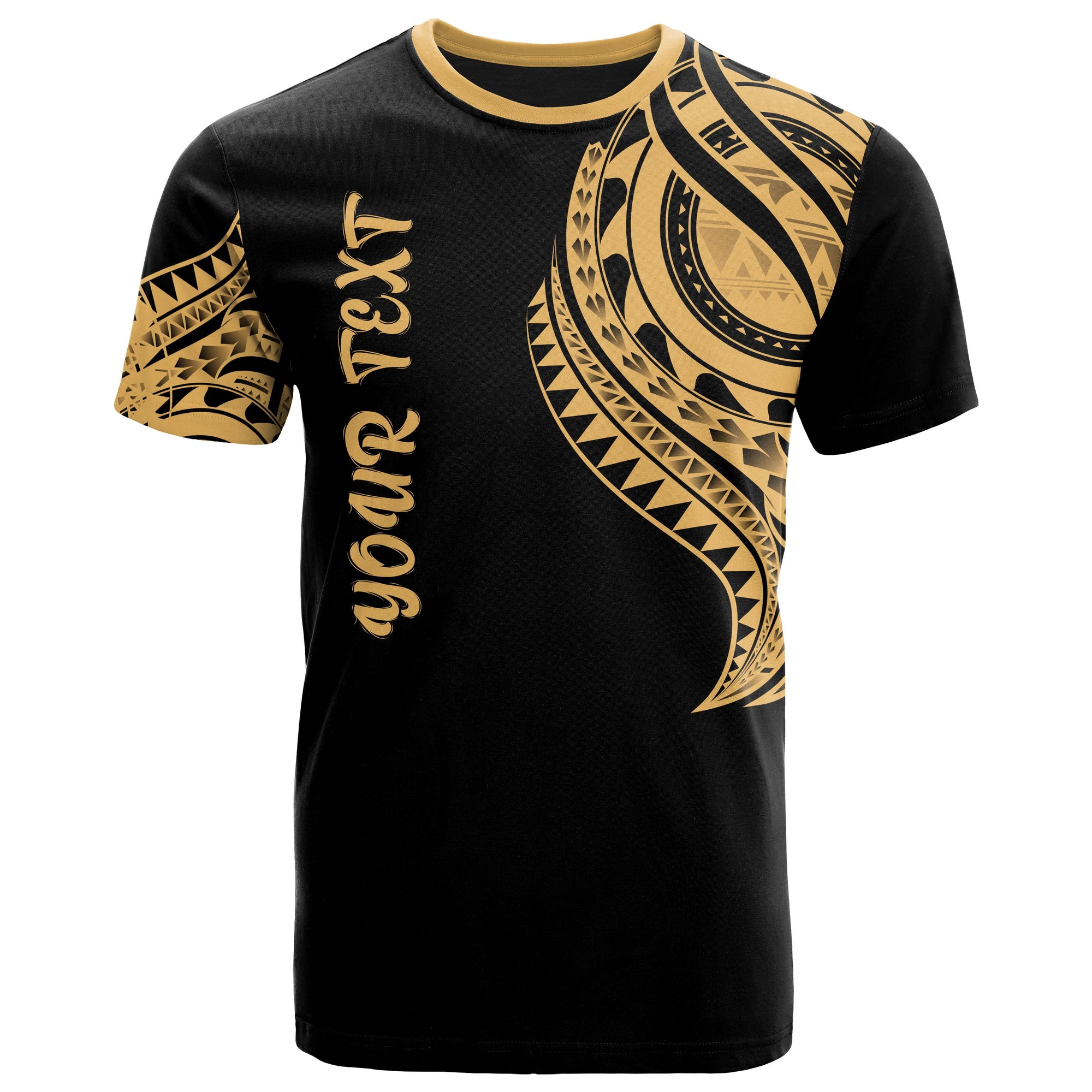 Samoa Custom T Shirt Samoan Tatau Gold Patterns Unisex Black - Polynesian Pride