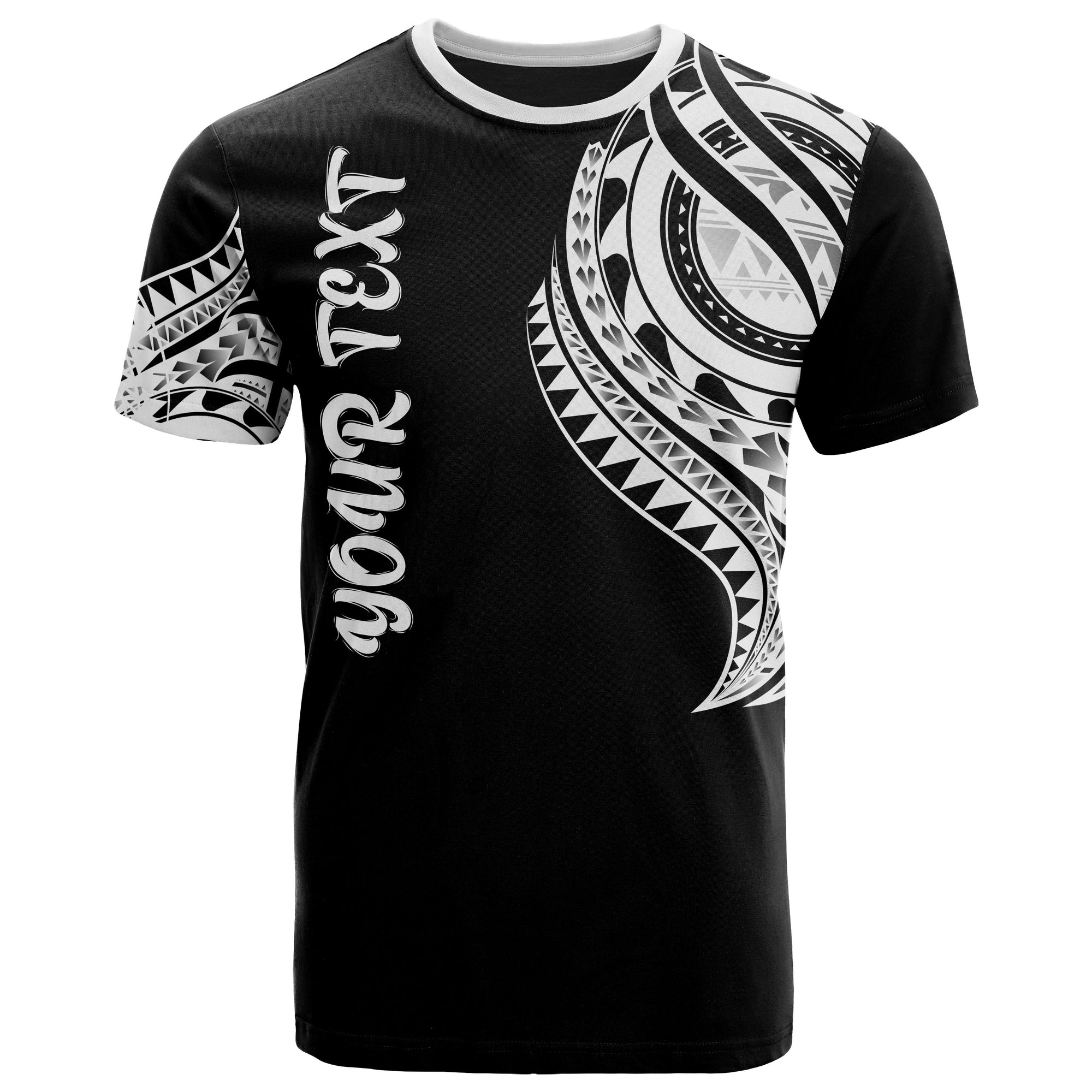 Samoa Custom T Shirt Samoan Tatau White Patterns Unisex Black - Polynesian Pride