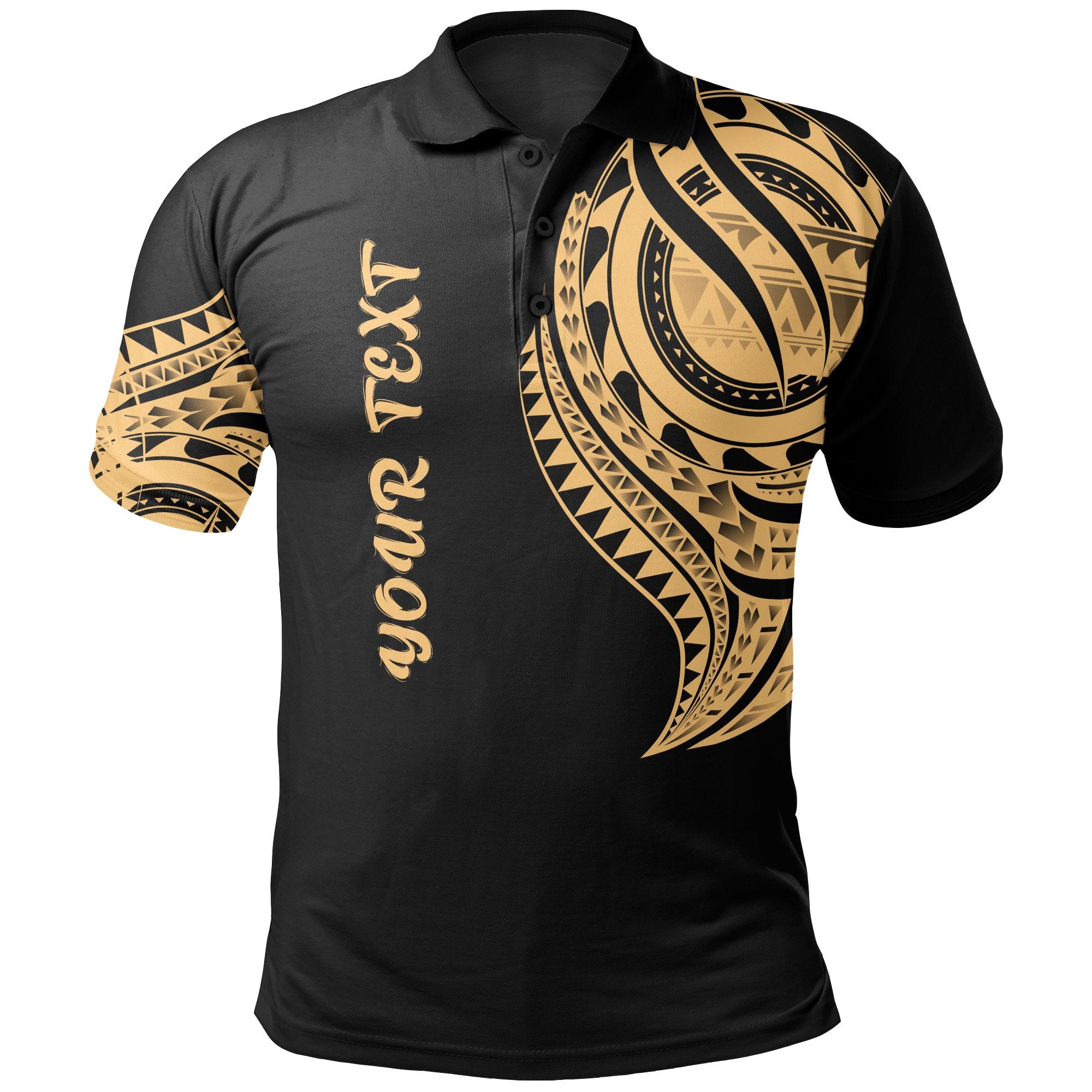 Tokelau Custom Polo Shirt Tokelauan Tatau Gold Patterns Unisex Black - Polynesian Pride