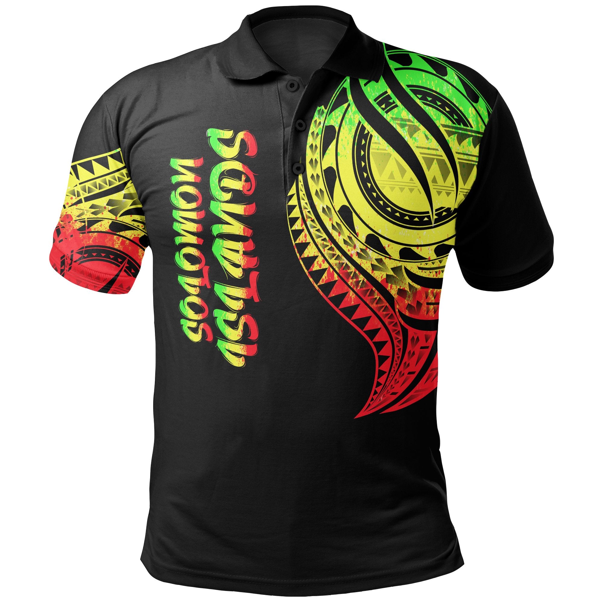 Solomon Islands Polo Shirt Melanesian Tatau Reggae Patterns Unisex Black - Polynesian Pride