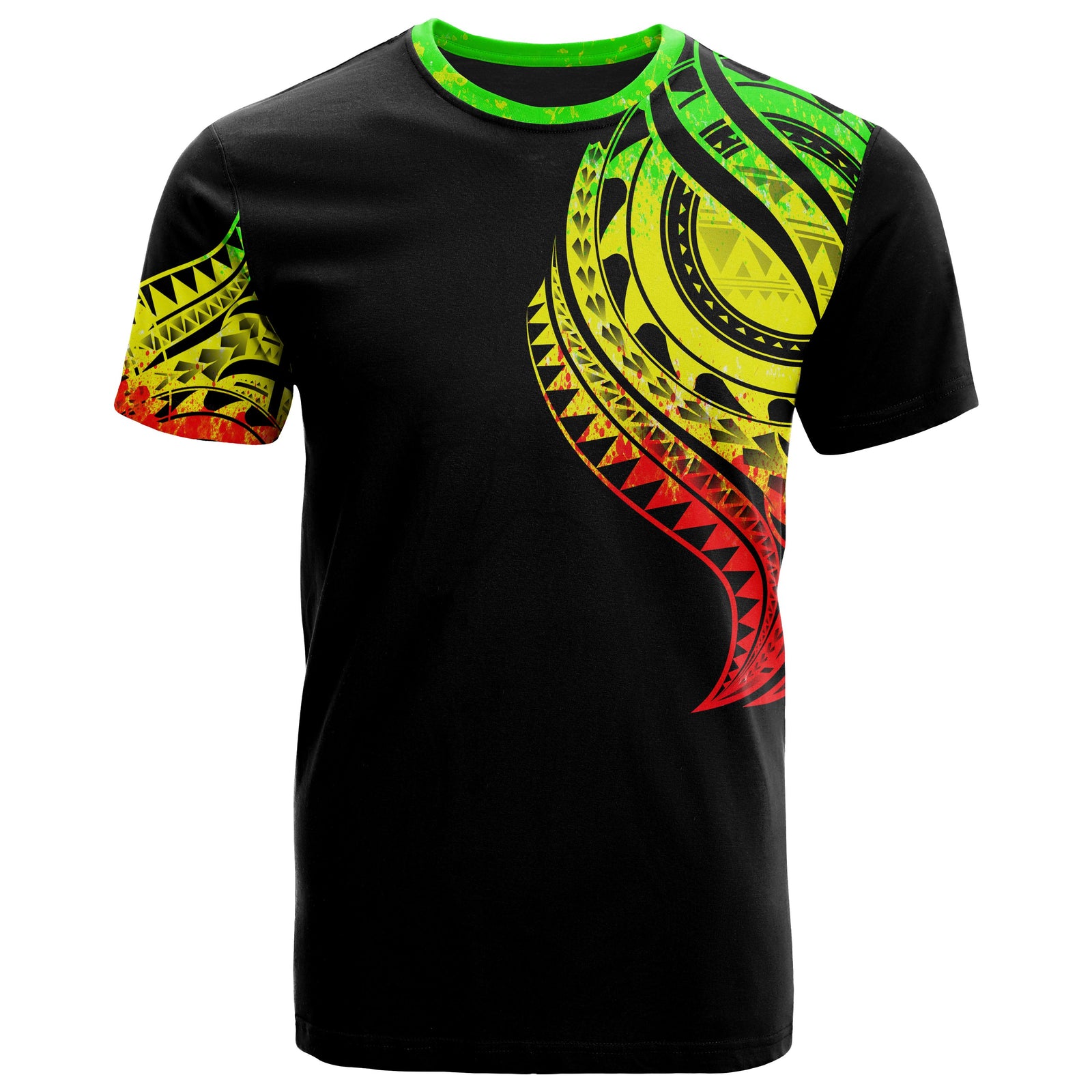 Guam T Shirt Guam Tatau Reggae Patterns With Coat of Arms Unisex Black - Polynesian Pride