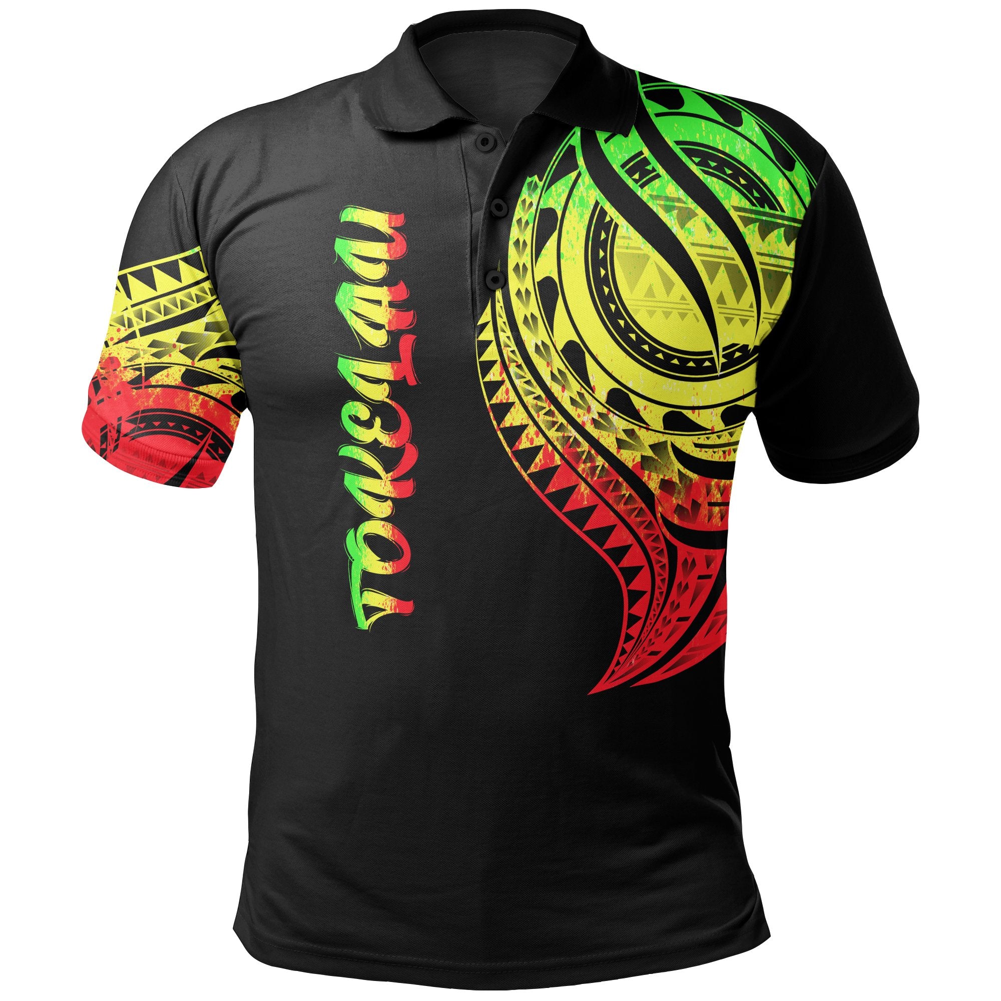 Tokelau Polo Shirt Tokelauan Tatau Reggae Patterns Unisex Black - Polynesian Pride
