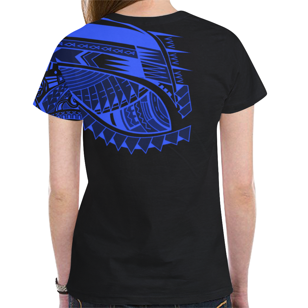 Polynesian T Shirt Polynesian Chest Tattoo Special Blue - Polynesian Pride