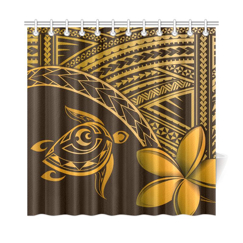 hawaiiShower Curtains - Hawaii Turtle Plumeria Brown - Polynesian Pride