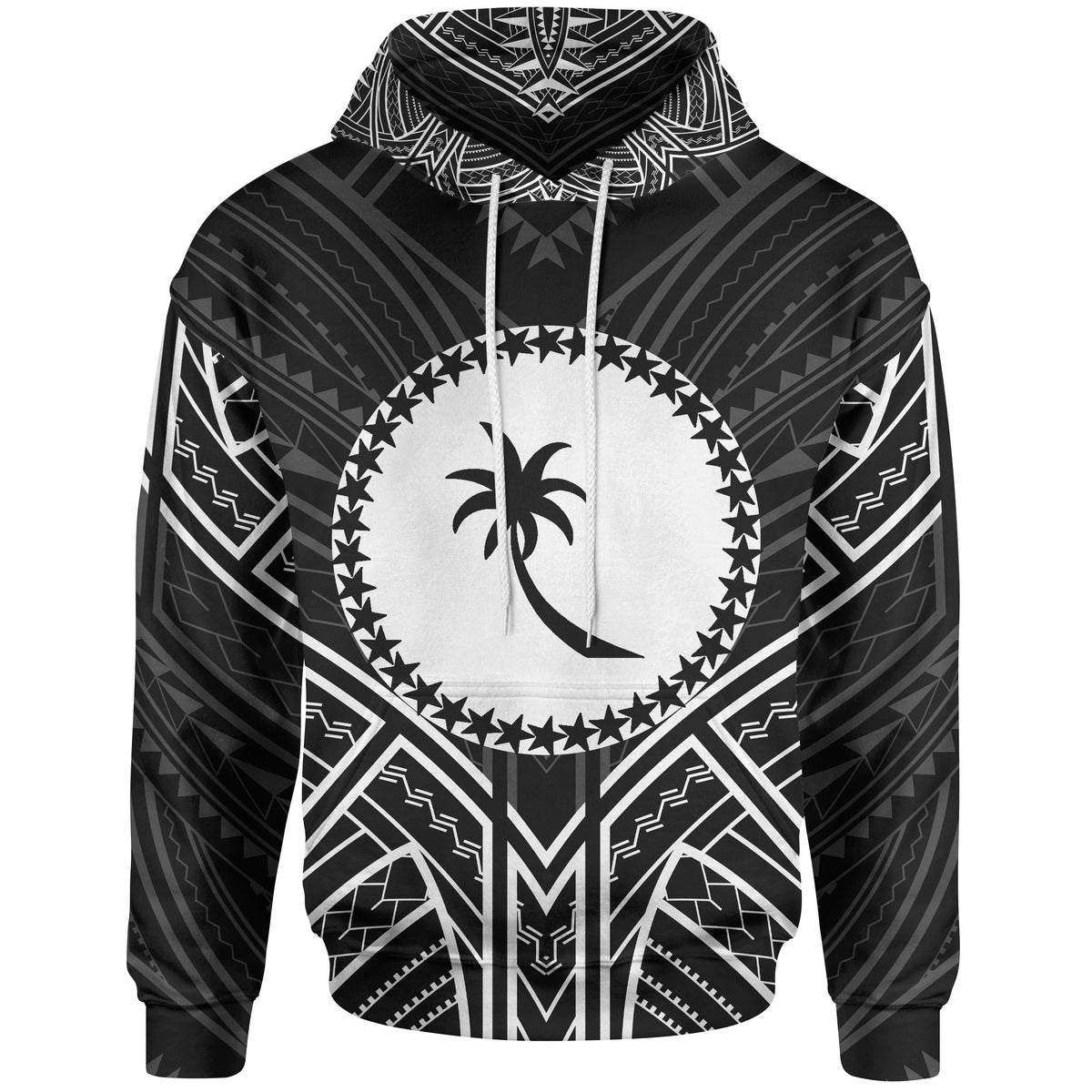 Chuuk State Hoodie Chuuk State Seal Black Tribal Patterns Unisex Black - Polynesian Pride