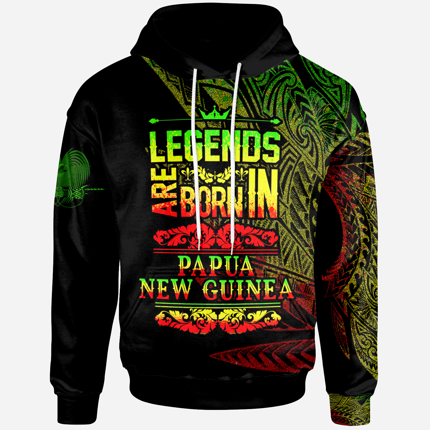 Papua New Guinea Hoodie Legends Are Born In Reggae Color Unisex Black - Polynesian Pride