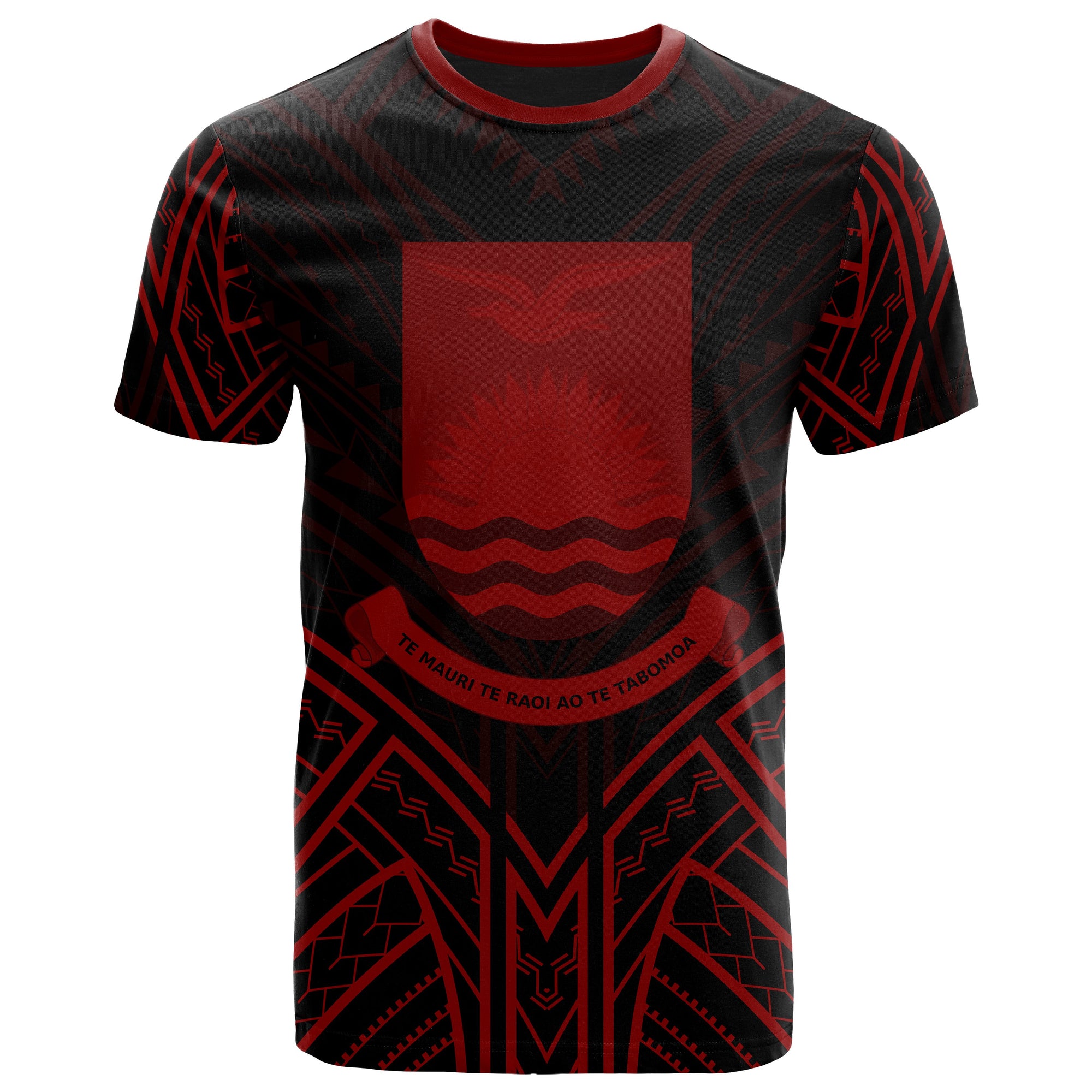 Kiribati T Shirt Kiribati Seal Tribal Red Color Patterns Unisex Black - Polynesian Pride