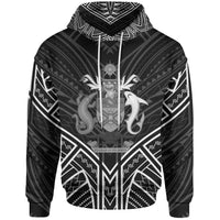 Solomon Islands Hoodie Solomon Islands Seal Black Tribal Patterns Unisex White - Polynesian Pride