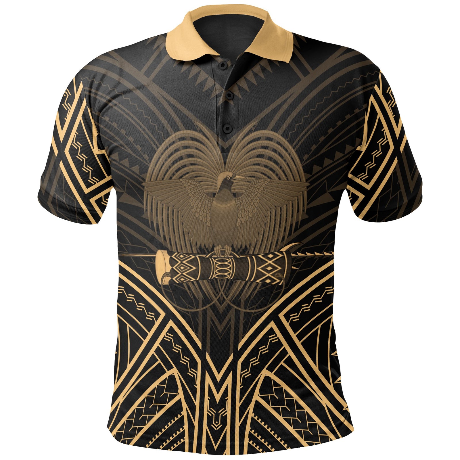Papua New Guinea Polo Shirt Papua New Guinea Seal Gold Tribal Patterns Unisex White - Polynesian Pride