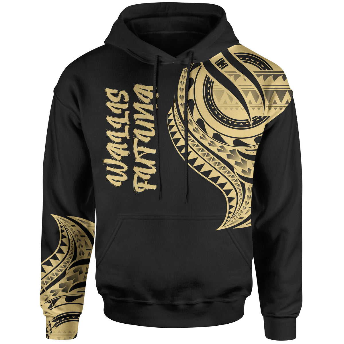 Wallisnd Futuna Hoodie Wallisnd Futuna Tatau Gold Patterns Unisex Black - Polynesian Pride