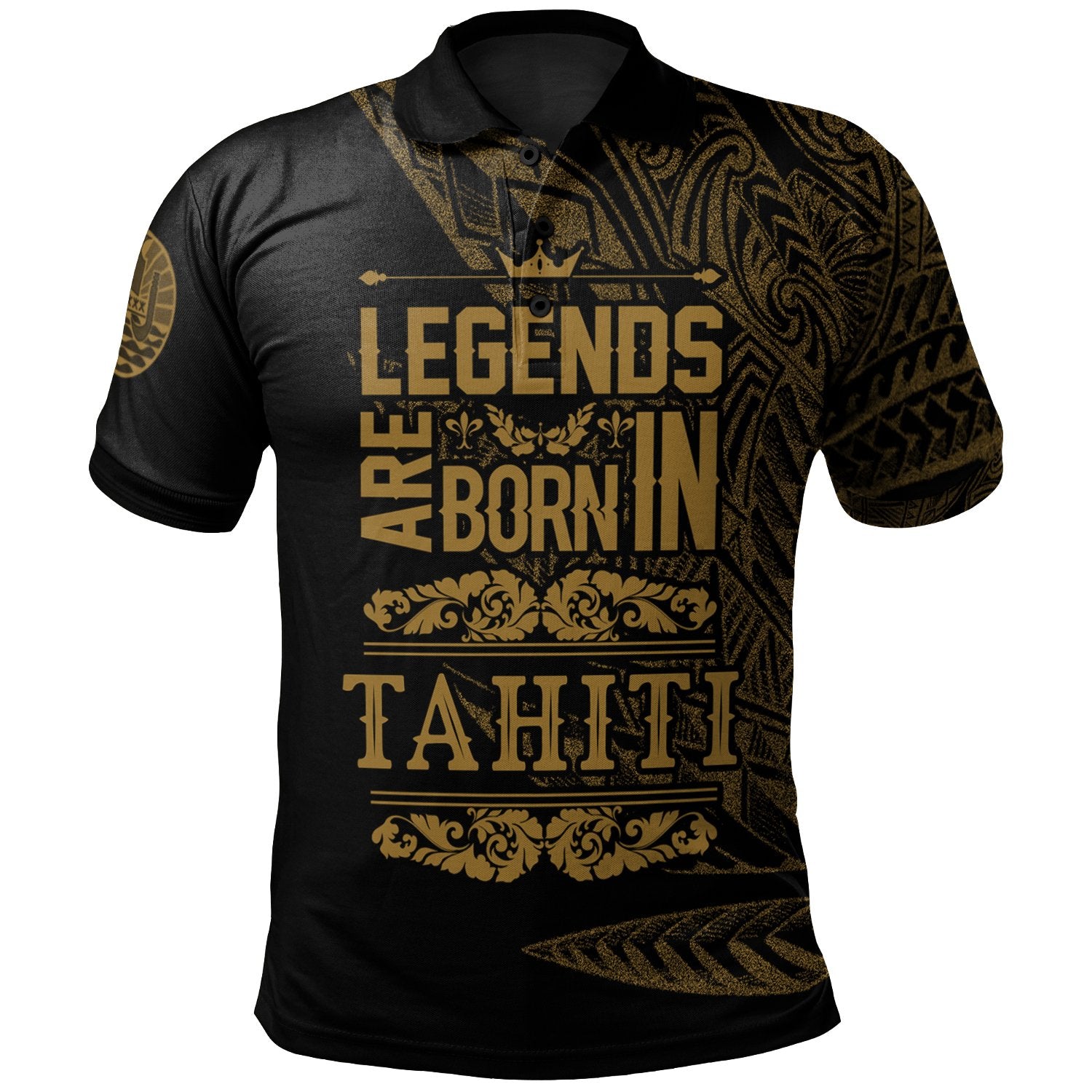 Tahiti Polo Shirt Legends Are Born In Gold Color Unisex Black - Polynesian Pride