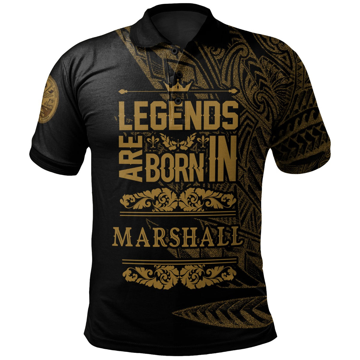Marshall Islands Polo Shirt Legends Are Born In Gold Color Unisex Gold - Polynesian Pride