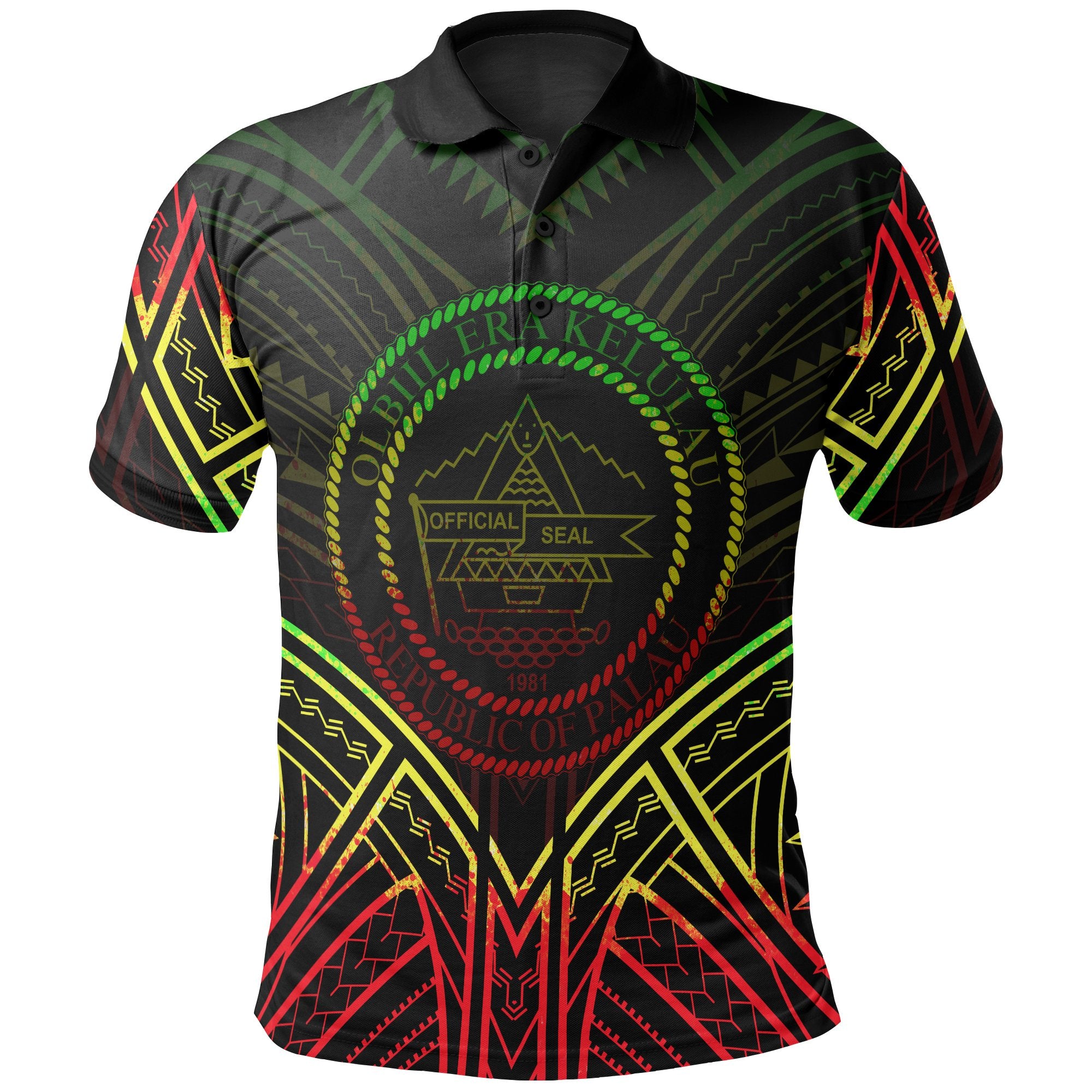 Palau Polo Shirt Palau Seal Reggae Tribal Patterns Unisex White - Polynesian Pride