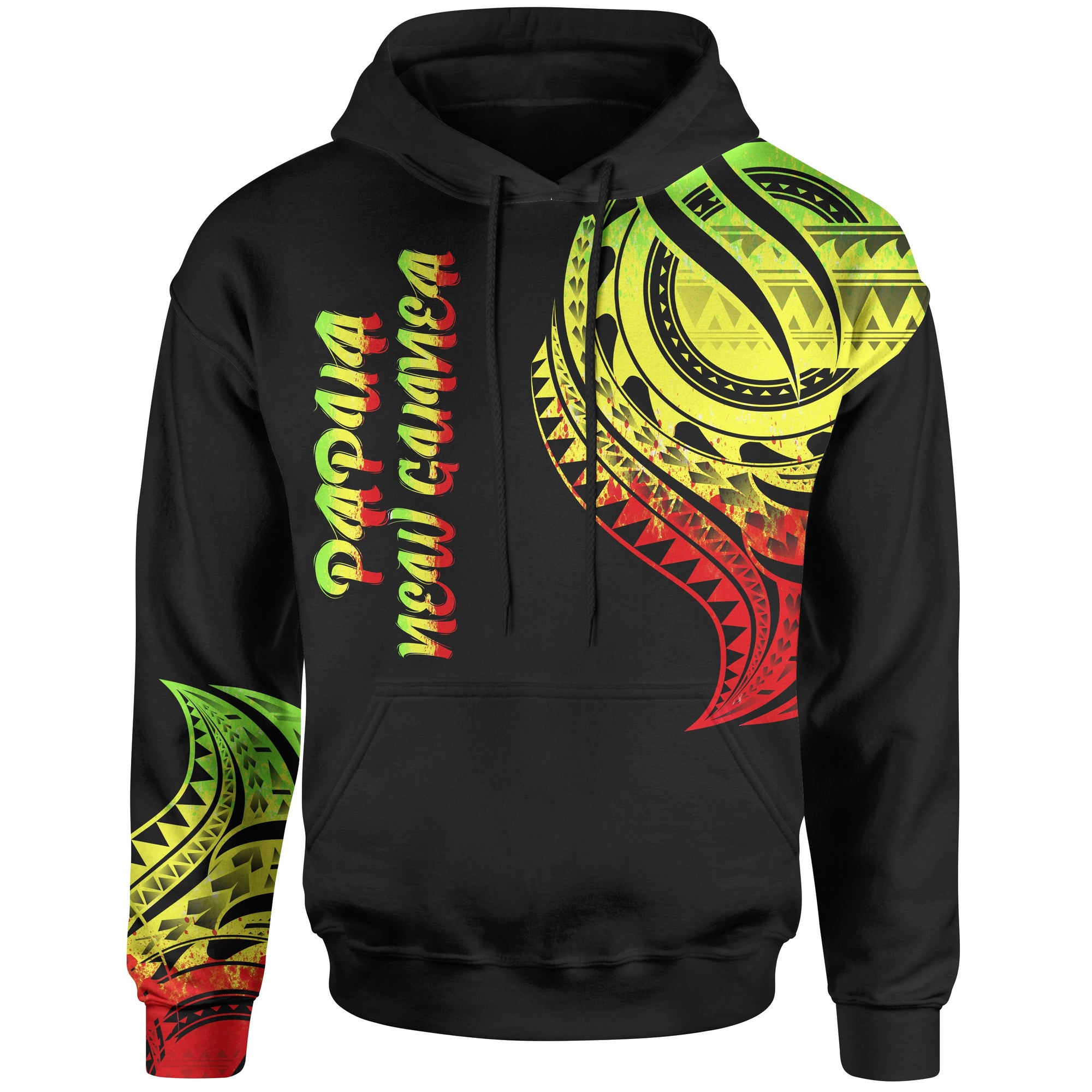 Papua New Guinea Hoodie Papua New Guinea Tatau Reggae Patterns Unisex Black - Polynesian Pride
