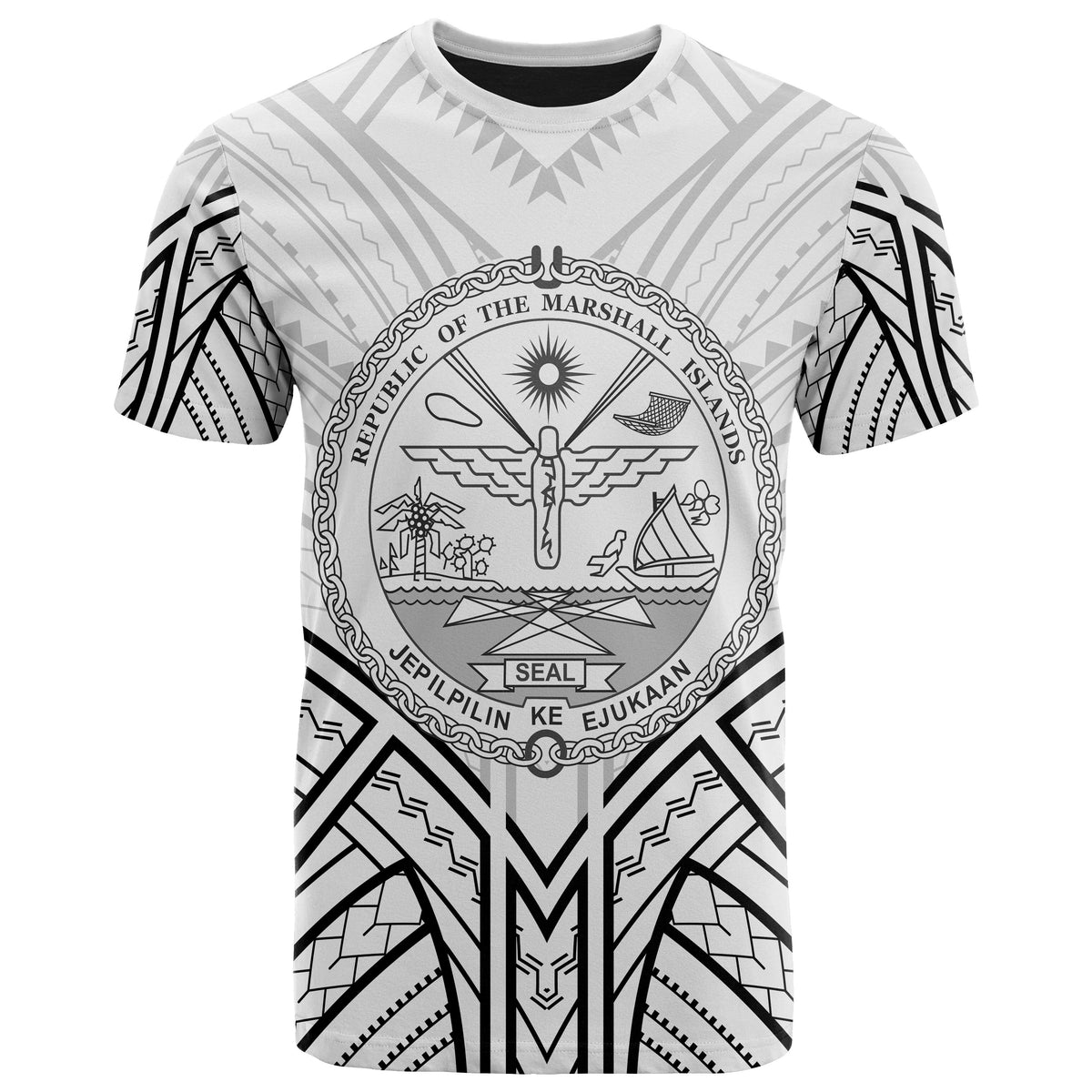 Marshall T Shirt Marshall Seal Tribal Patterns Unisex Black - Polynesian Pride