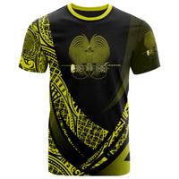 Papua New Guinea T Shirt Yellow Polynesian Patterns Sport Style Unisex Black - Polynesian Pride