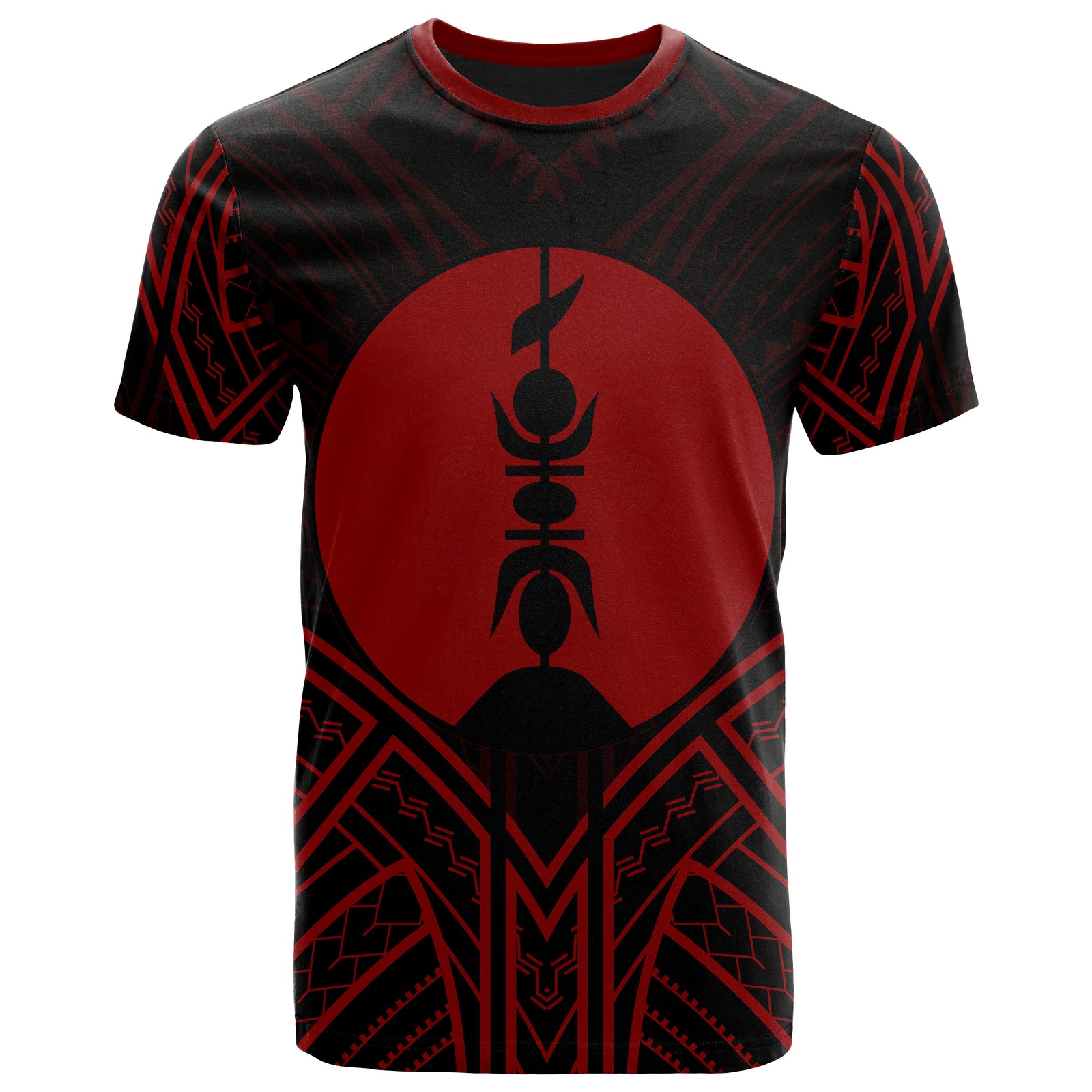 New Caledonia T Shirt New Caledonia Seal Tribal Red Color Patterns Unisex Black - Polynesian Pride