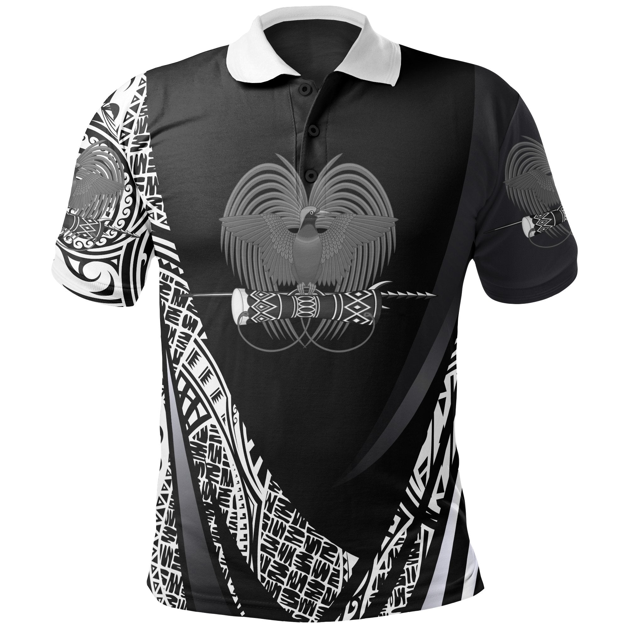 Papua New Guinea Polo Shirt White Polynesian Patterns Sport Style Unisex Black - Polynesian Pride