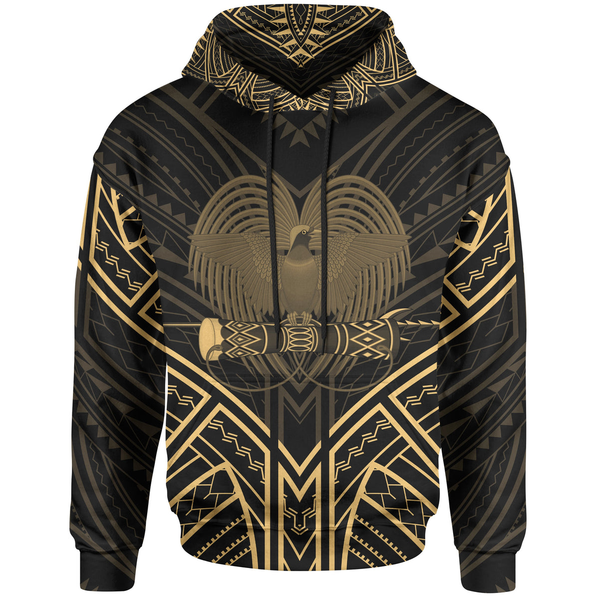 Papua New Guinea Hoodie Papua New Guinea Seal Gold Tribal Patterns Unisex White - Polynesian Pride