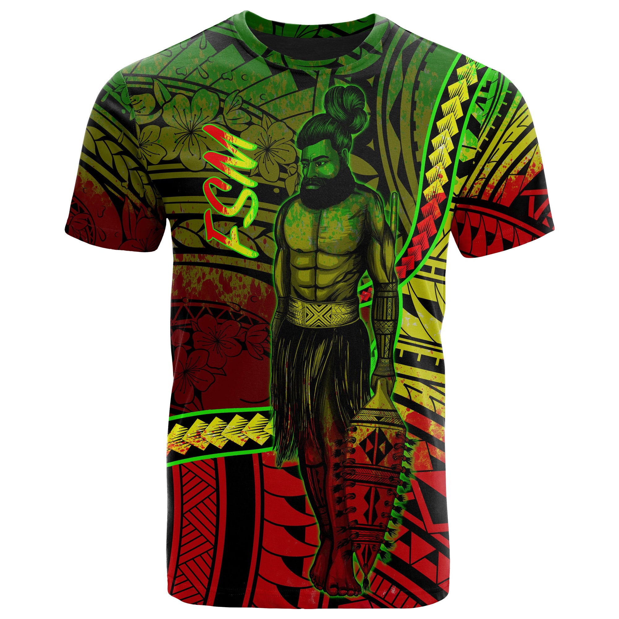 Federated States of Micronesia T Shirt Seal of Federated States of Micronesia Polynesian Reggae Patterns Unisex Black - Polynesian Pride