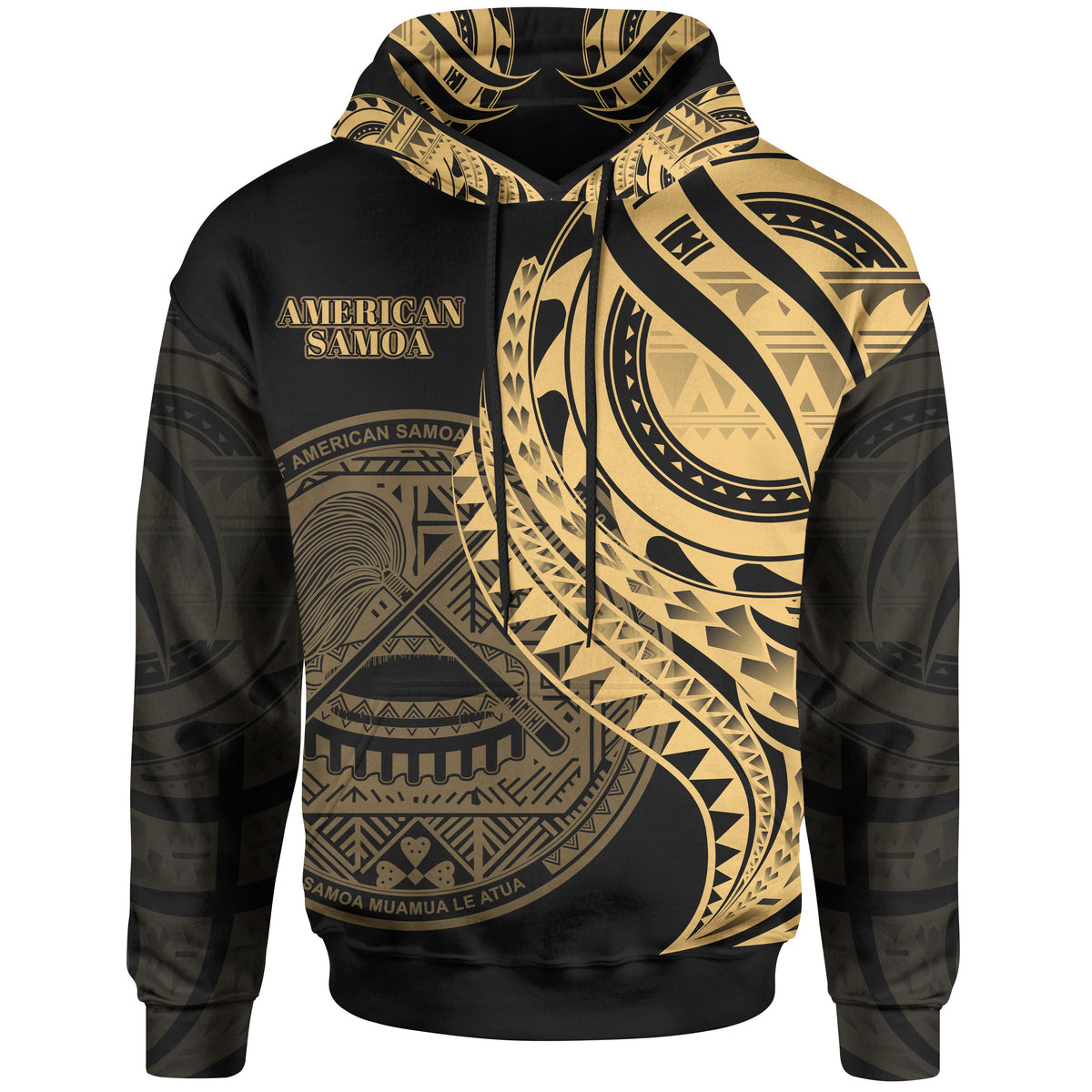 American Samoa Hoodie Gold Polynesian Patterns Bestmerican Samoa Ever Unisex Black - Polynesian Pride