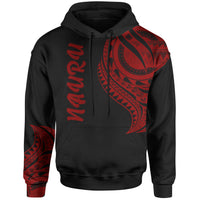Nauru Hoodie Nauru Tatau Red Patterns Unisex Black - Polynesian Pride