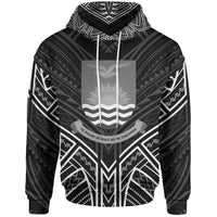 Kiribati Hoodie Kiribati Seal Black Tribal Patterns Unisex White - Polynesian Pride