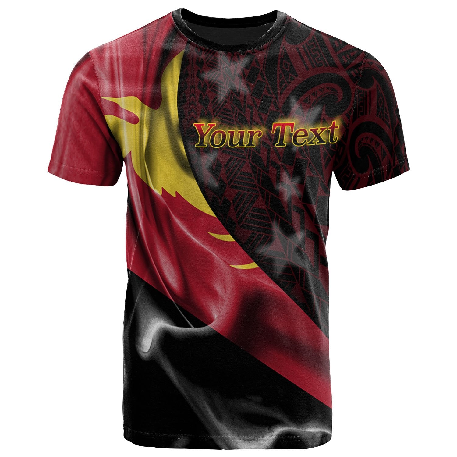 Papua New Guinea T Shirt Custom PNG Flag Of Silk Style Unisex Black - Polynesian Pride