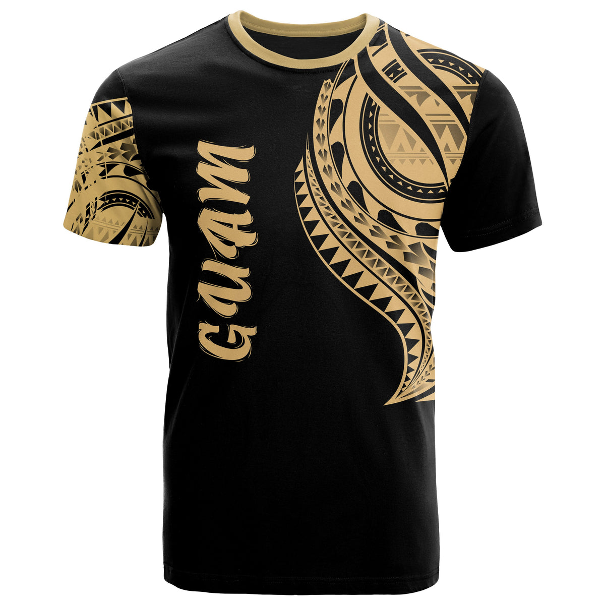 Guam T Shirt Guam Tatau Gold Patterns Unisex Black - Polynesian Pride