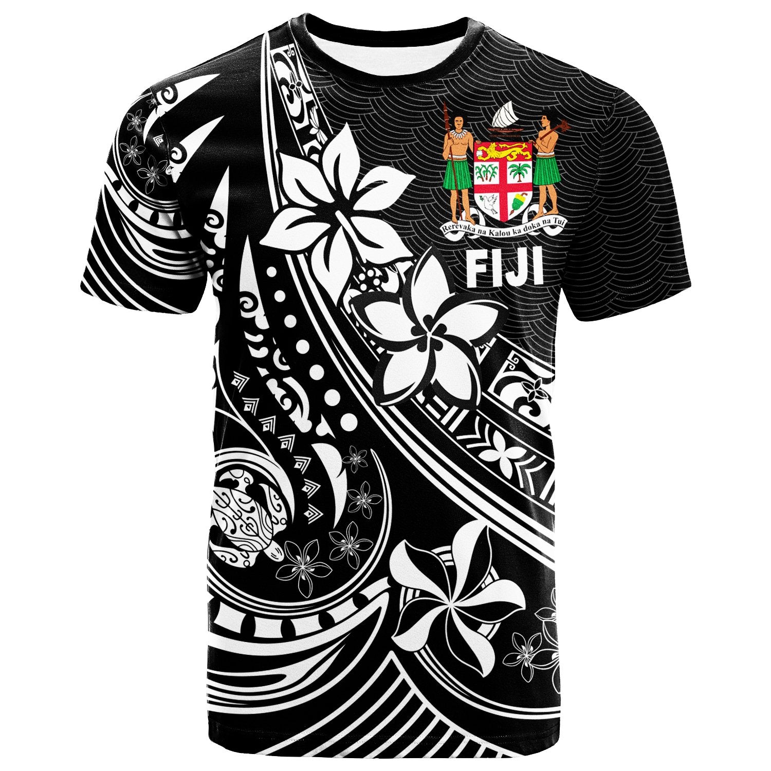 Fiji T Shirt The Flow of The Ocean Black - Polynesian Pride